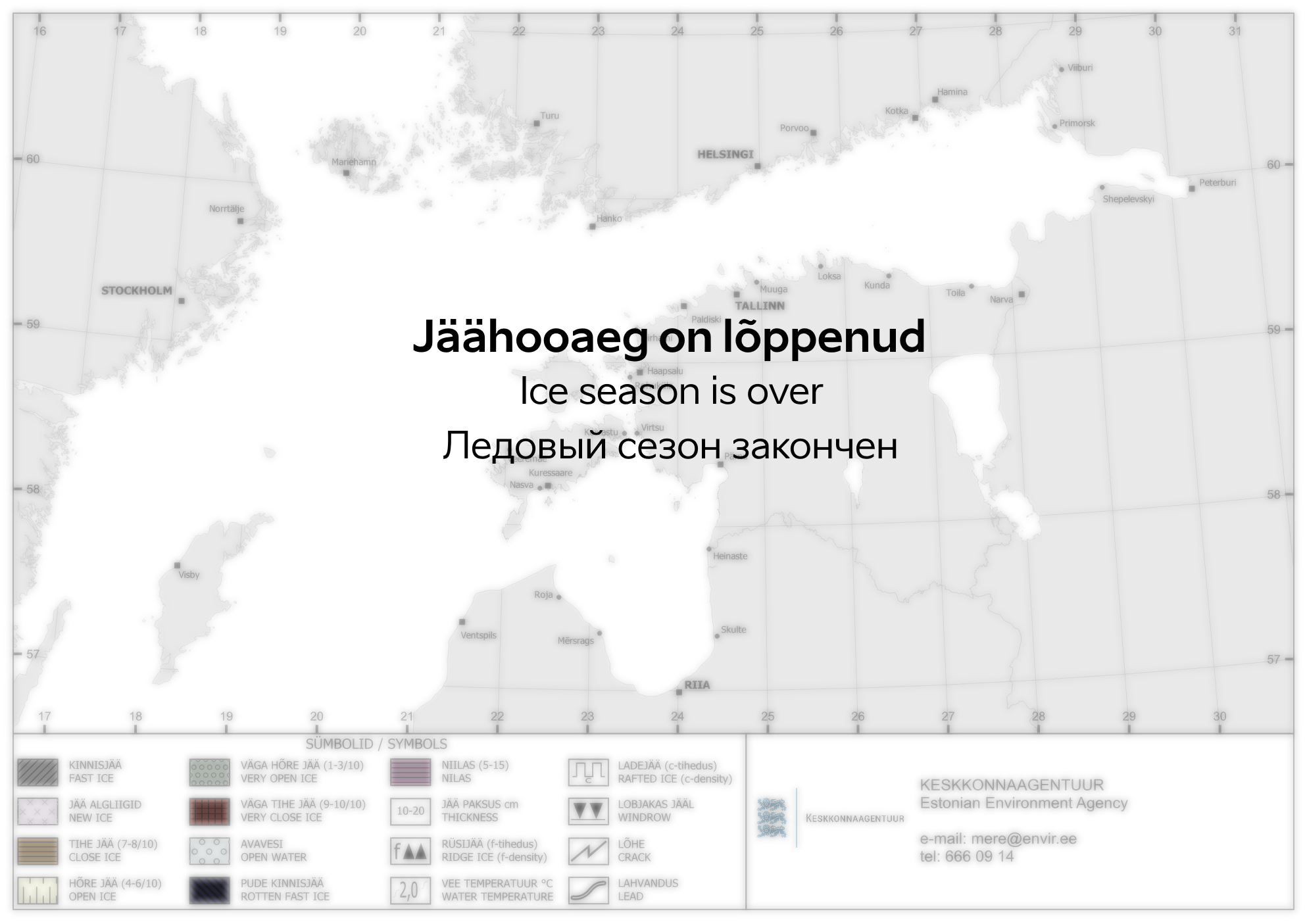 Ice chart for the Estonian coasts, Baltic Sea